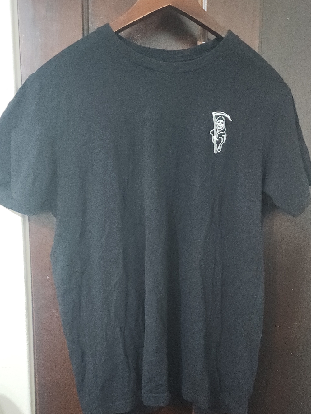 Riot Society Black Short Sleeve With Embroidered Reaper